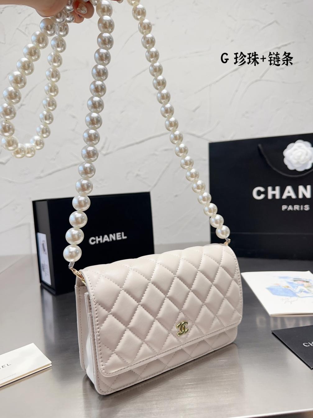 Chanel pearls Woc bag
