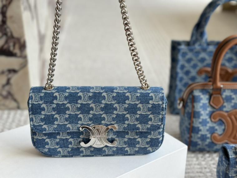 Celine Denim Triomphe Shoulder Bag 133797