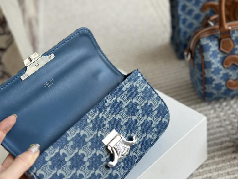 Celine Denim Triomphe Shoulder Bag 133797