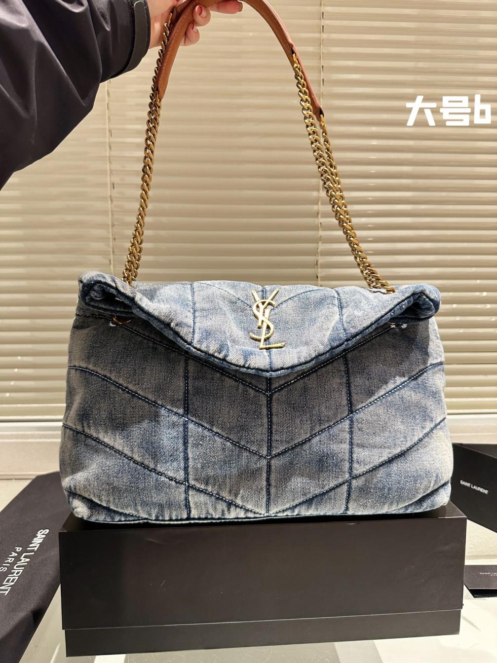 YSL LouLou Puffer Denim large bag 133981