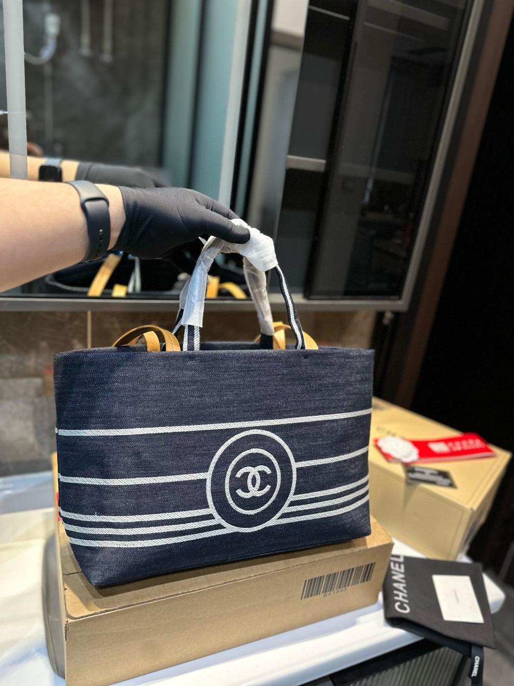 Chanel denim tote bag