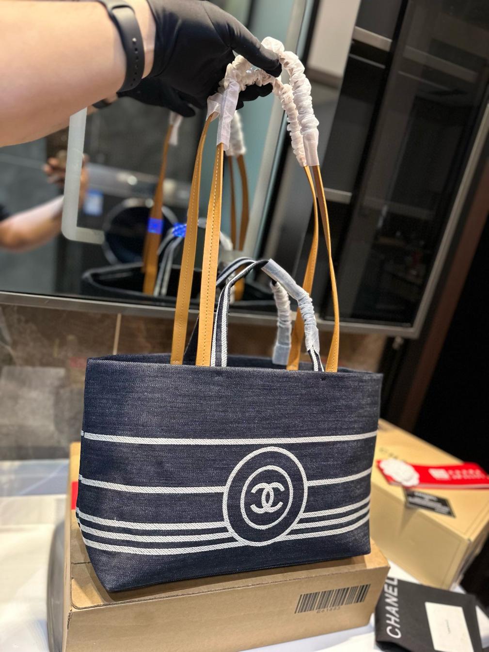Chanel denim tote bag