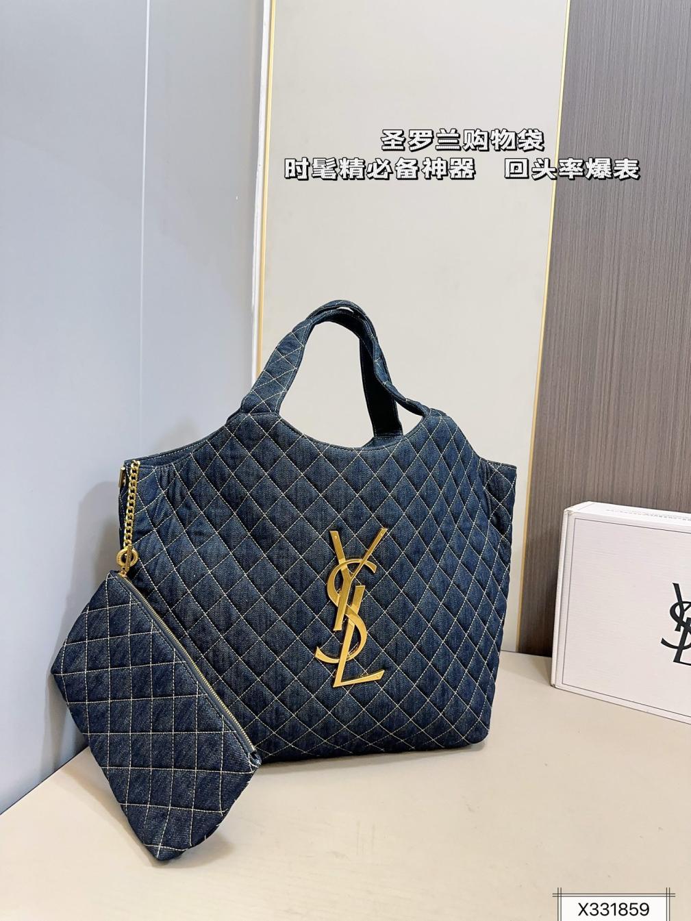 YSL Denim blue tote icare bag