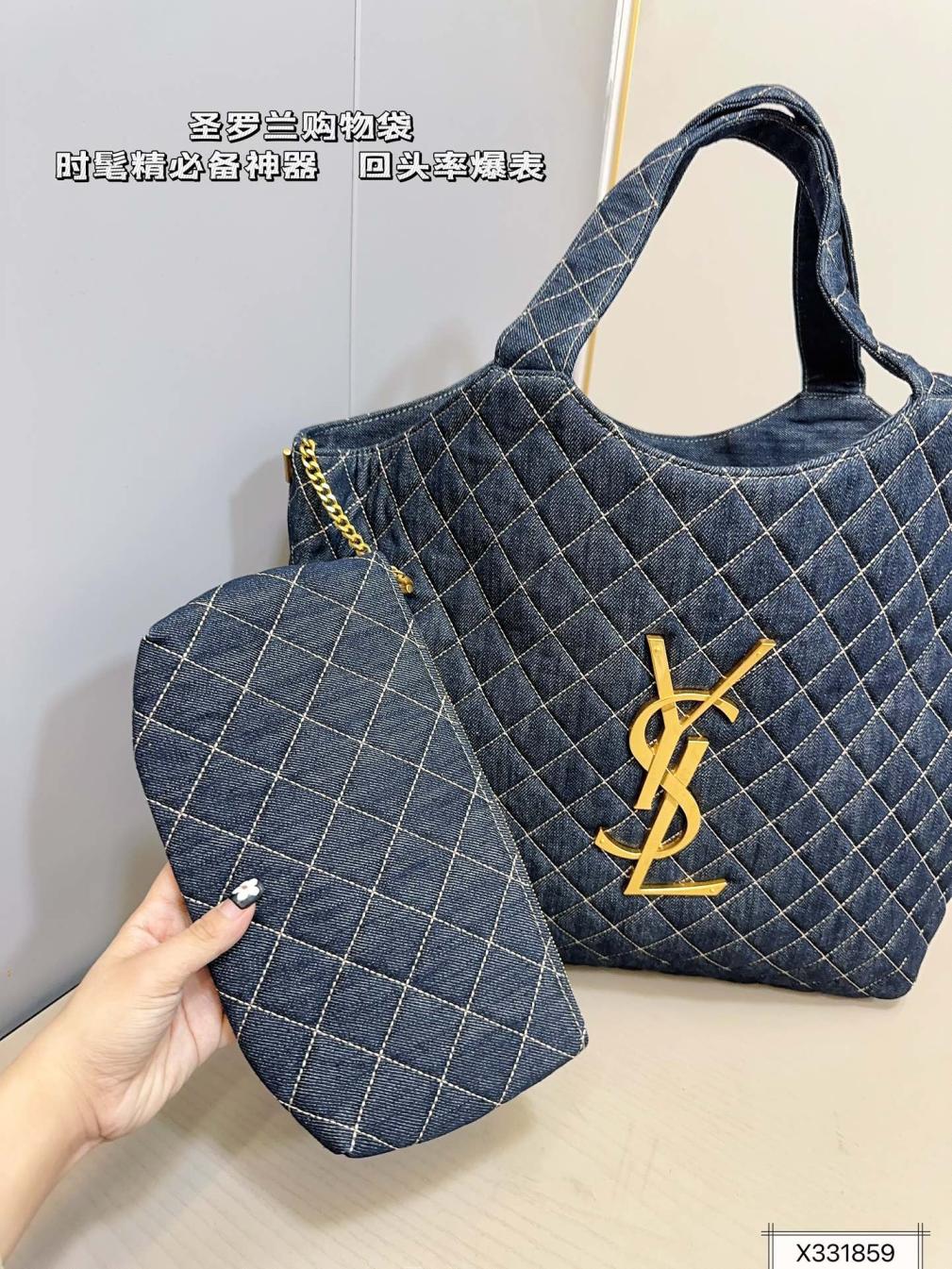 YSL Denim blue tote icare bag