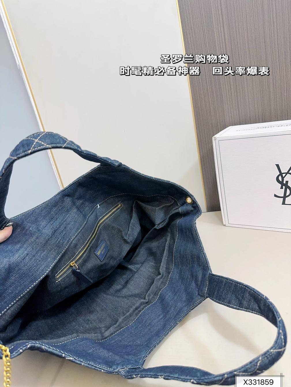 YSL Denim blue tote icare bag