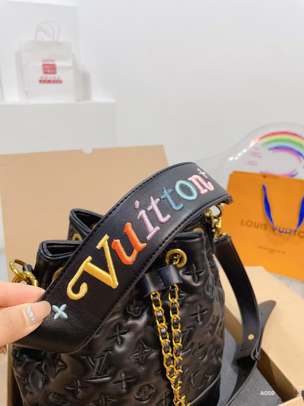 LV Soft Black leather bucket bag