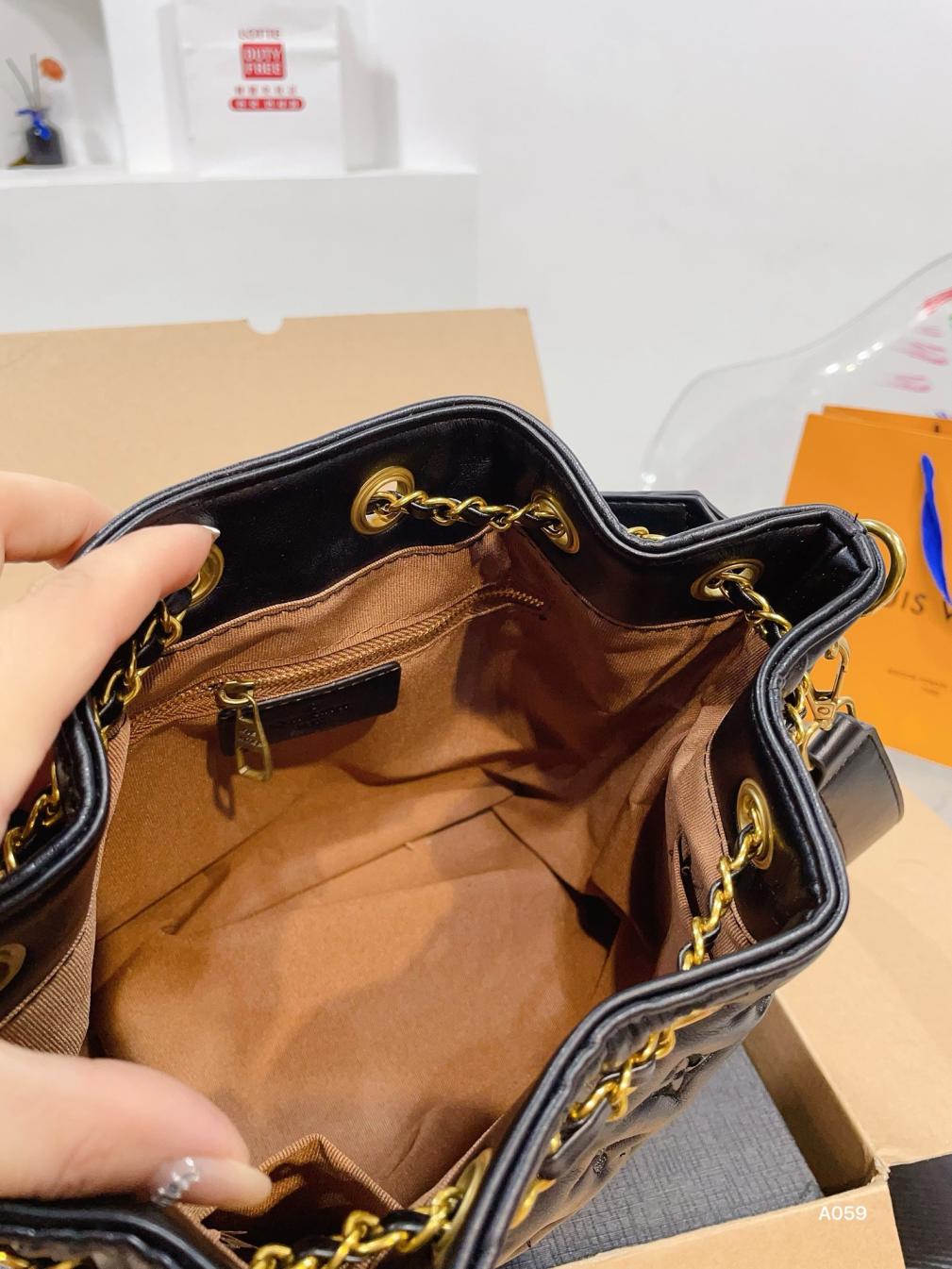 LV Soft Black leather bucket bag