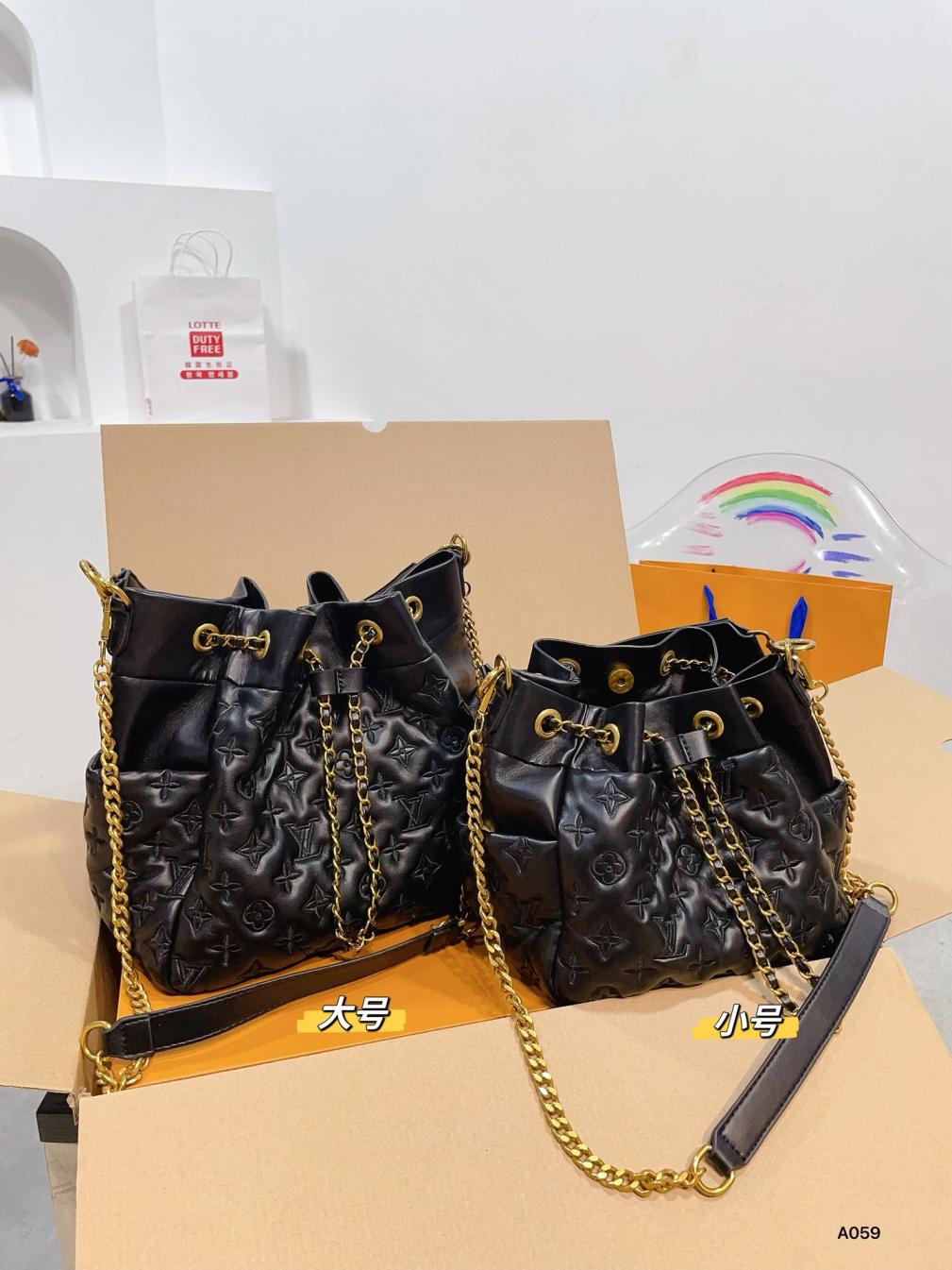 LV Soft Black leather bucket bag