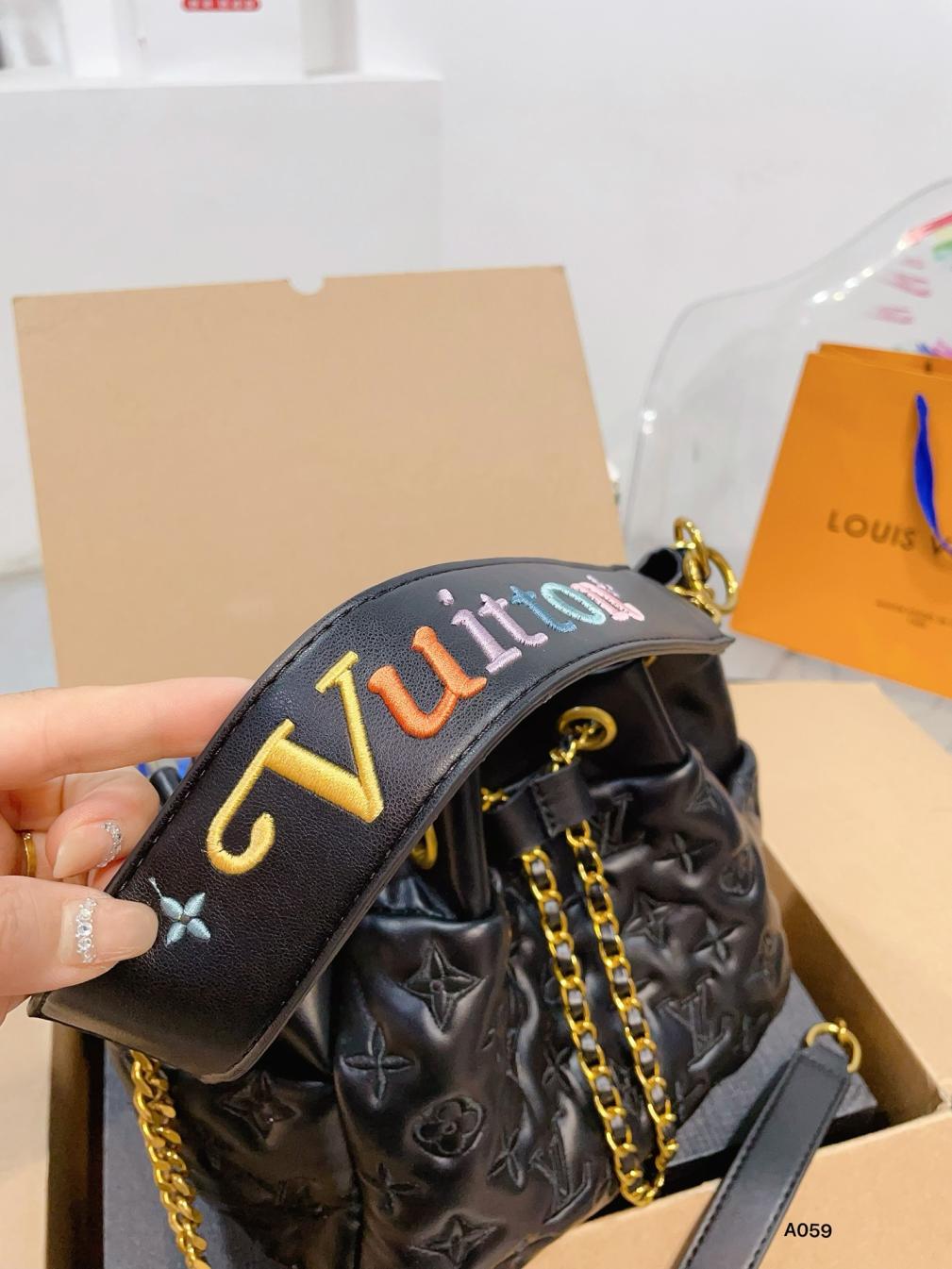 LV Soft Black leather bucket bag