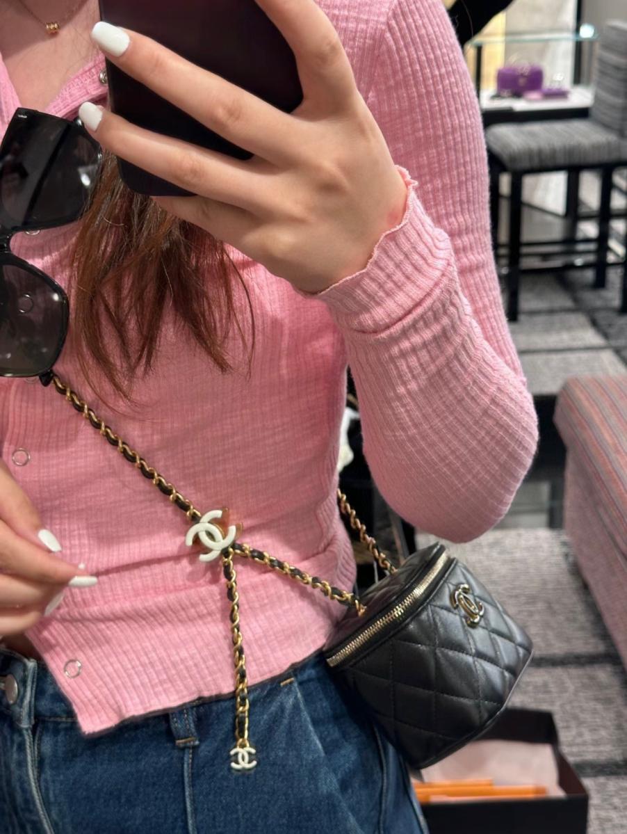 Chanel 24A enamel Logo mini box bag