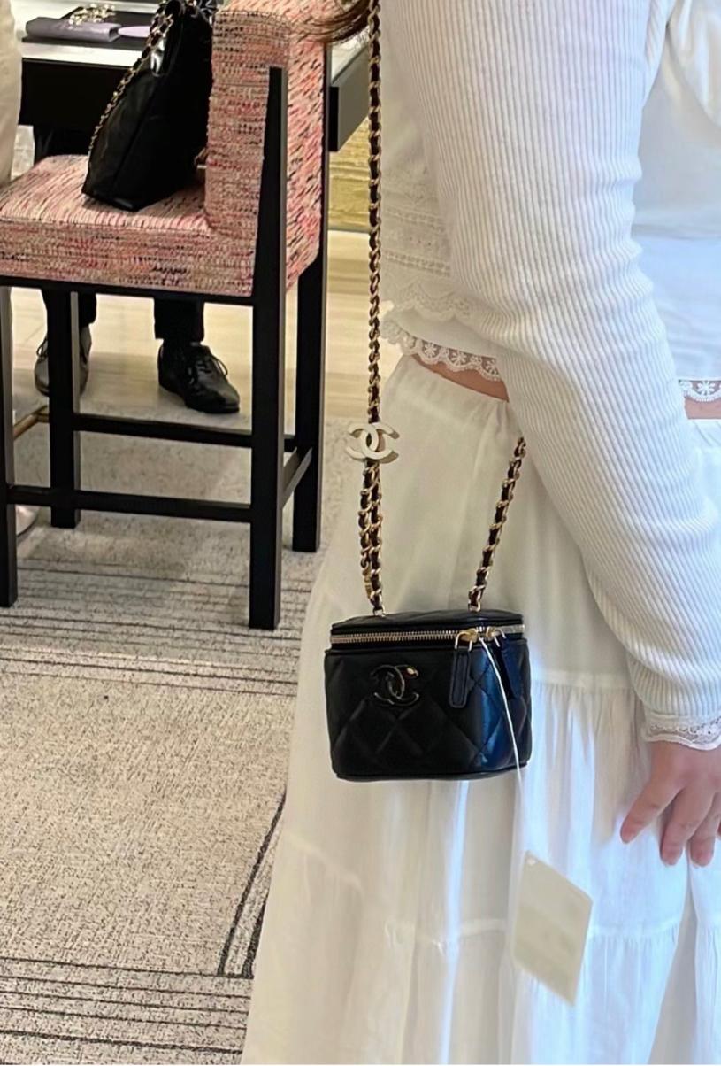 Chanel 24A enamel Logo mini box bag