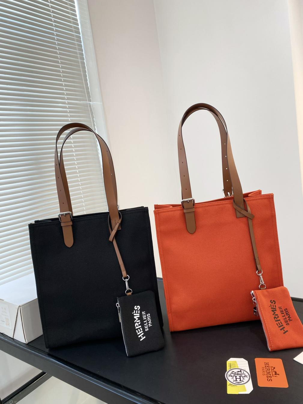 Hermes tote canvas handbag
