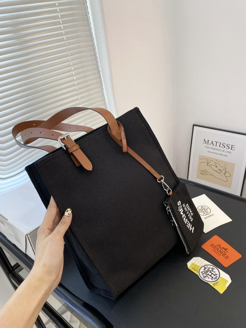 Hermes tote canvas handbag