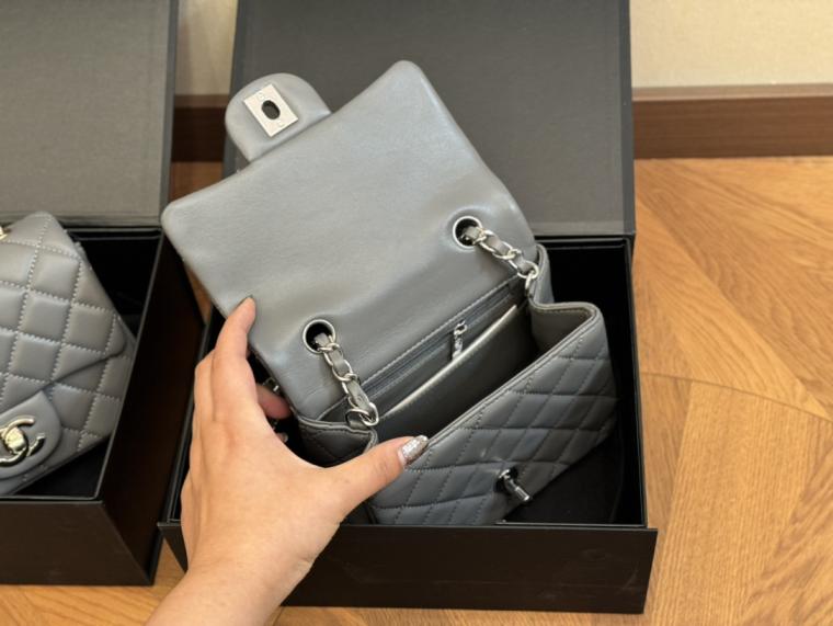 Chanel Lambskin CF gray bag