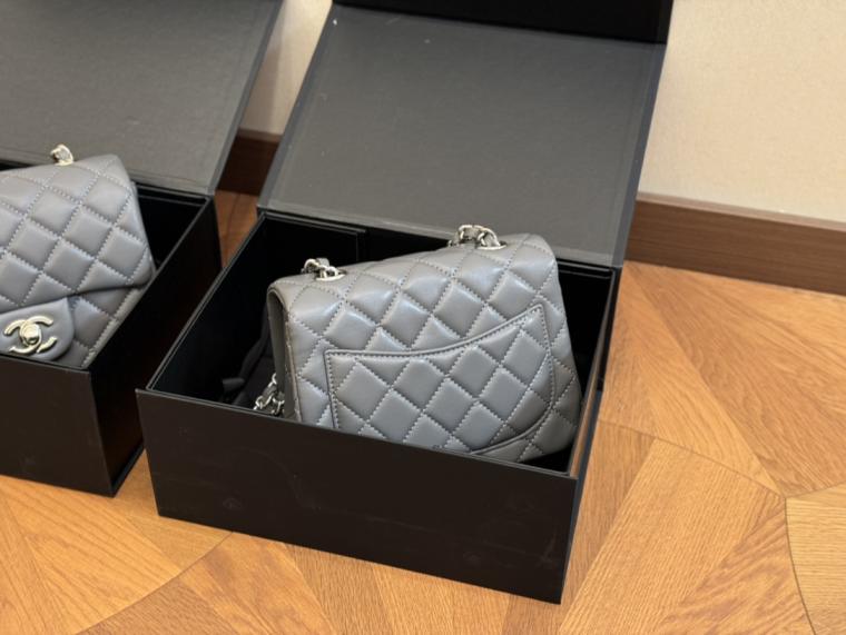 Chanel Lambskin CF gray bag