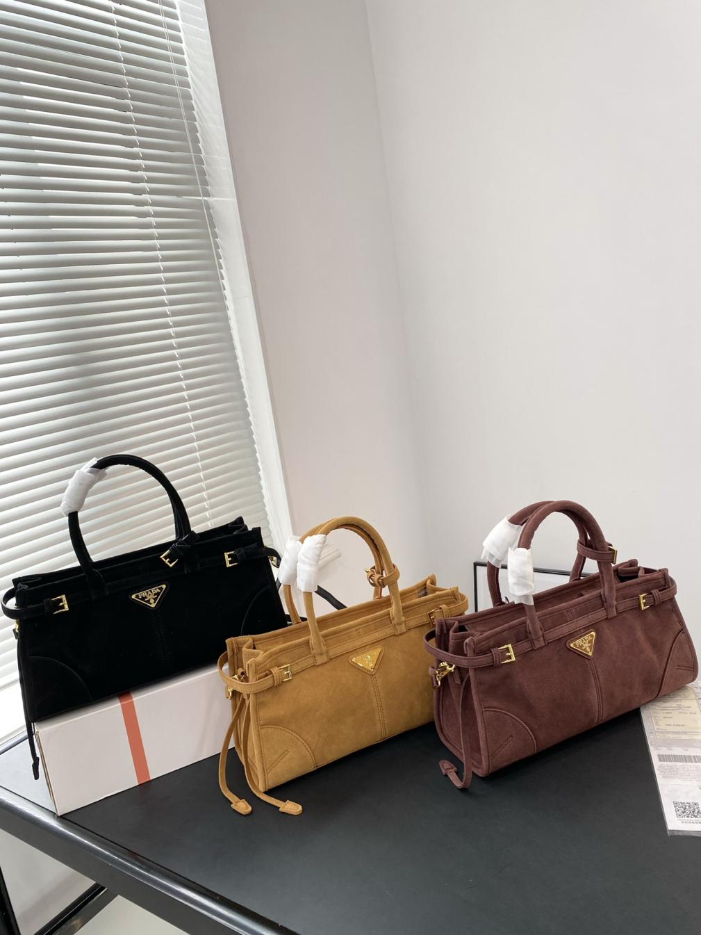 Prada suede soft luxury handbag