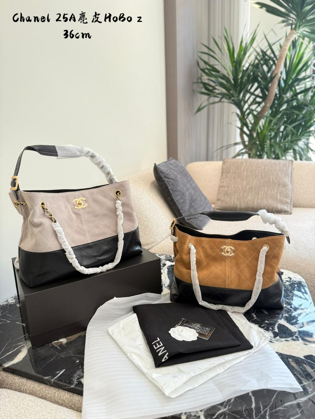 Chanel 25A chamois hobo tote bag 139051