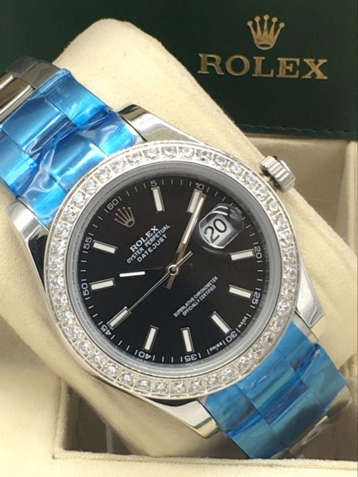 Rolex datejust automatic watch with diamonds for men