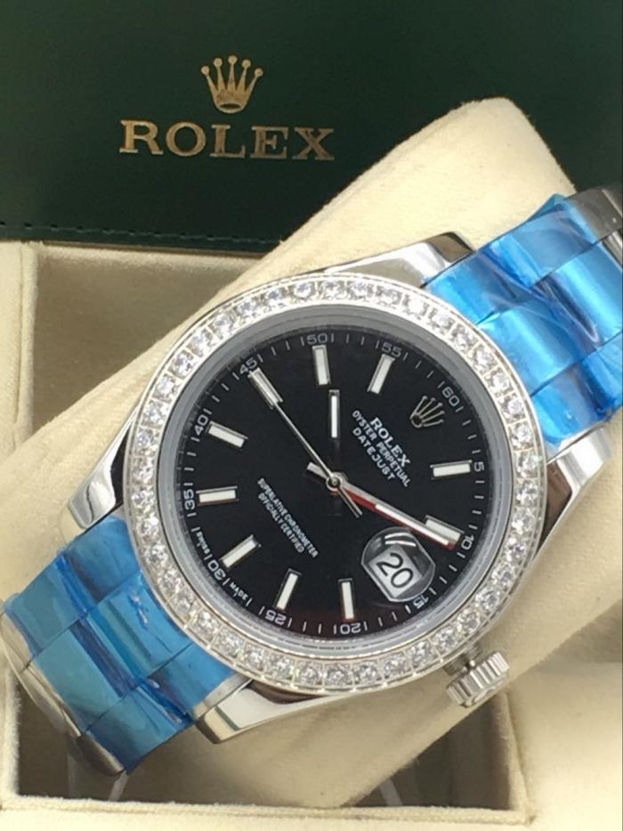 Rolex datejust automatic watch with diamonds for men