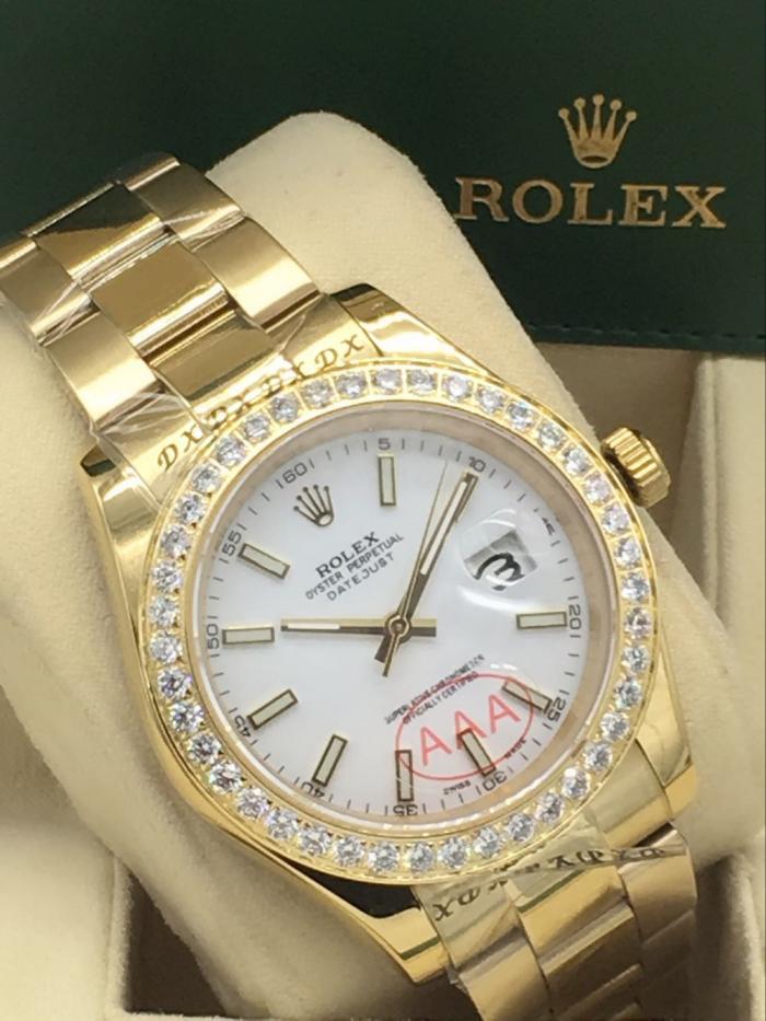 Rolex datejust automatic watch with diamonds for men