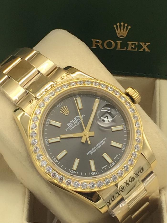 Rolex datejust automatic watch with diamonds for men