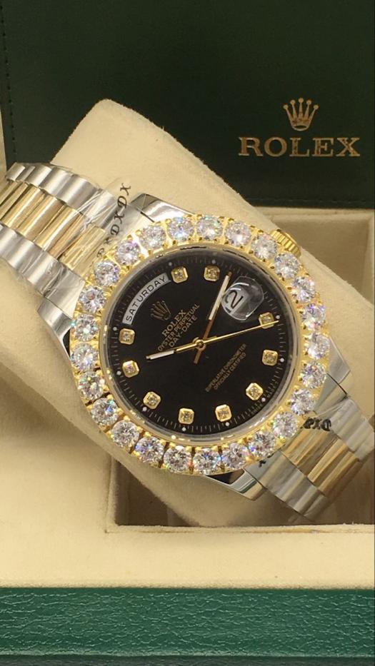 rolex day-date mens watch with big diamonds benzel AAA