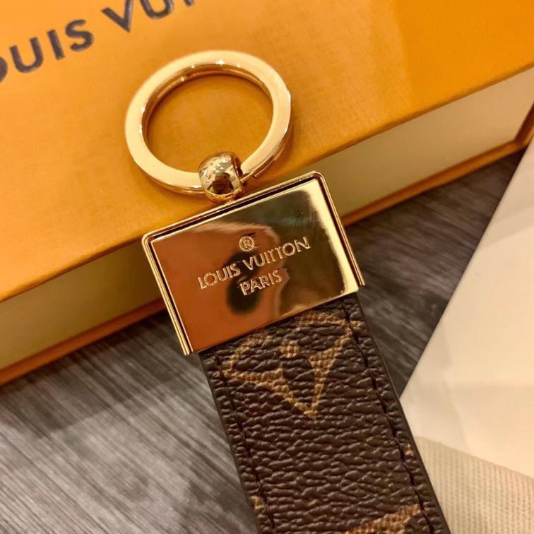 LV Louis vuitton leather Monogram key chain/hoop