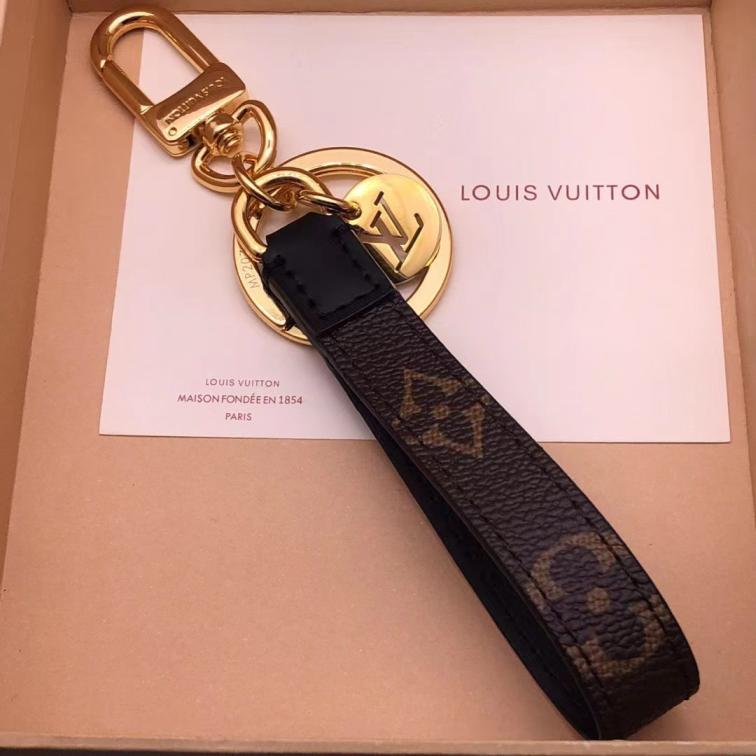 LV Louis vuitton leather Monogram key chain/hoop
