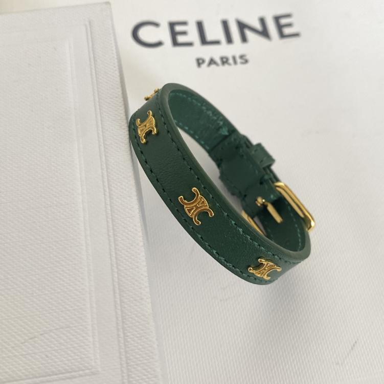 B207 Green Celine leather bracelet