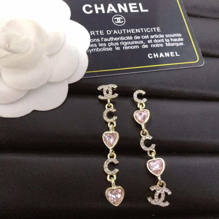 Chanel pink heart earrings 112234