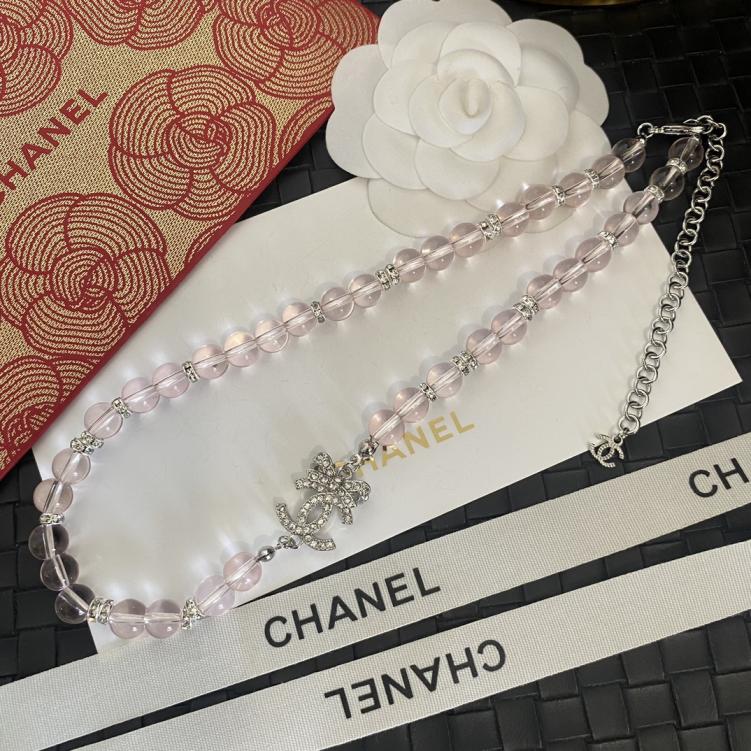 B514 Chanel pink crystal necklace