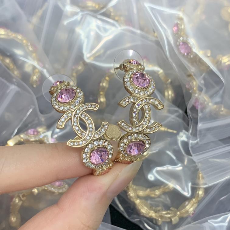 Chanel Pink crystal earrings 113028
