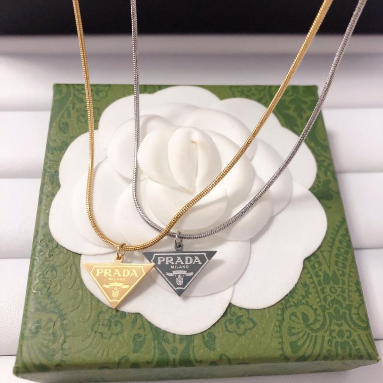 Prada titanium steel triangle necklace 114133