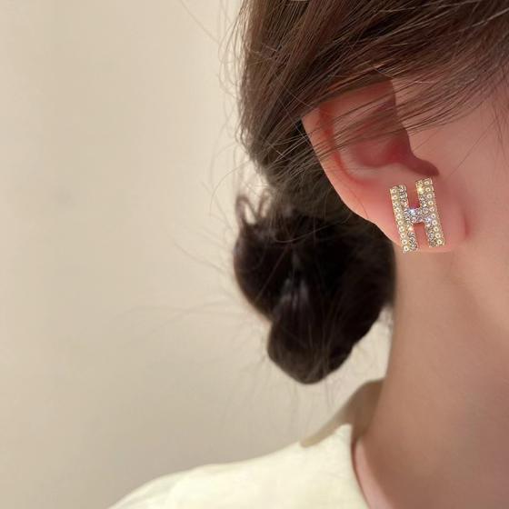 Hermes H crystal earrings