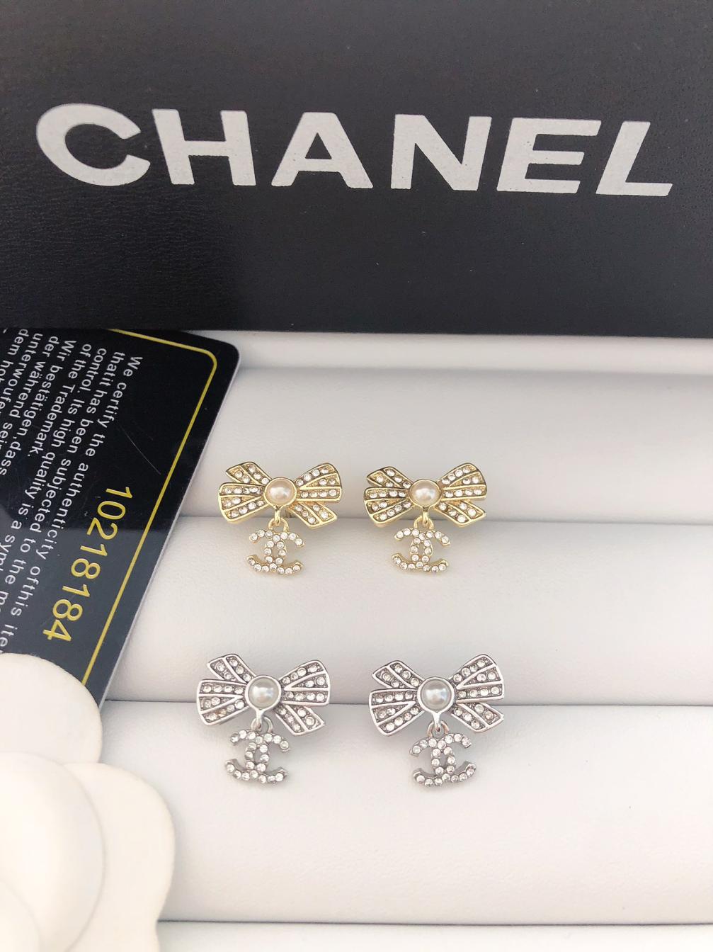 Chanel bow earrings 114338