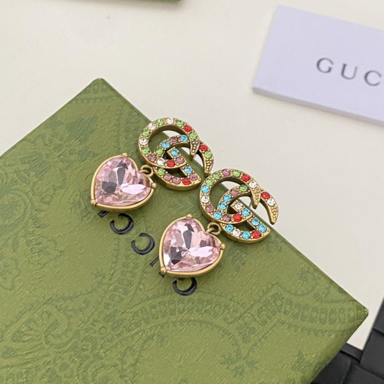 A1291 Gucci crystal heart earrings
