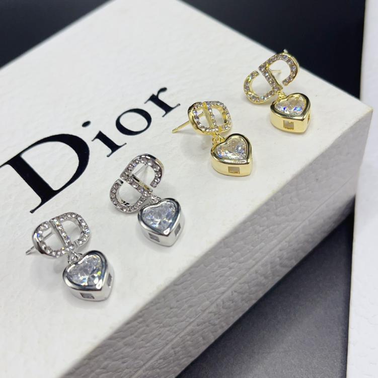 A1008  Dior crystal heart earrings