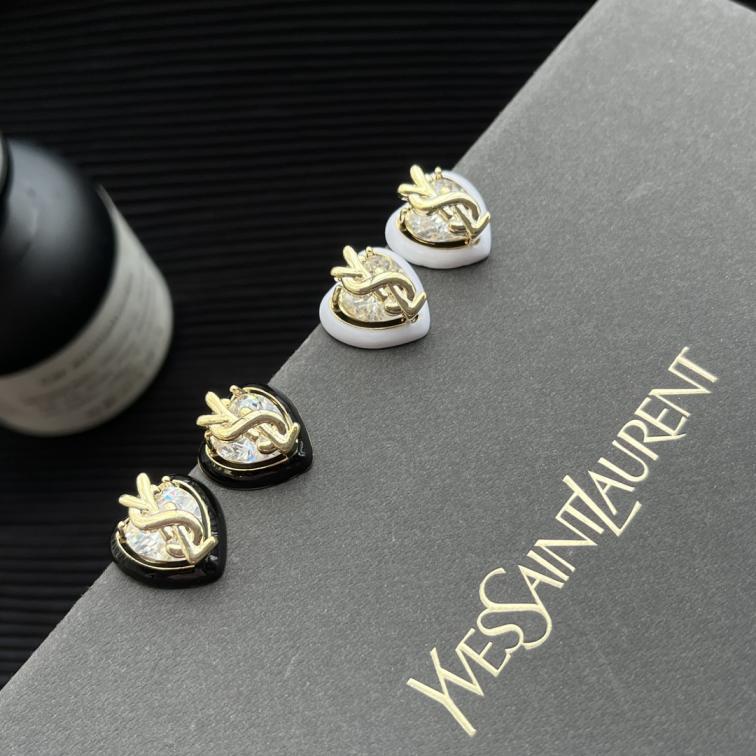 A1027 YSL Crystal heart earrings
