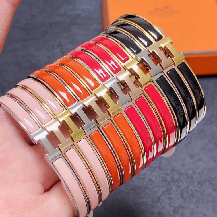 (Thin 8mm)Hermes H enamel bracelet 115093