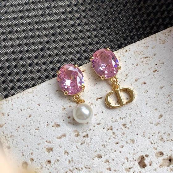 A358 Dior pink crystal earrings
