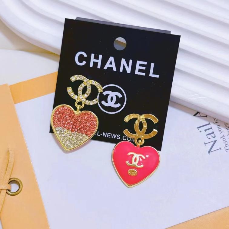 Chanel Crystal pink heart earrings 115380