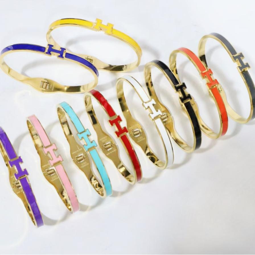 Hermes H enamel Thin bracelet