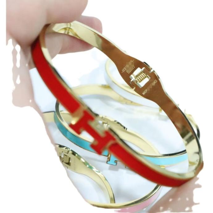 Hermes H enamel Thin bracelet