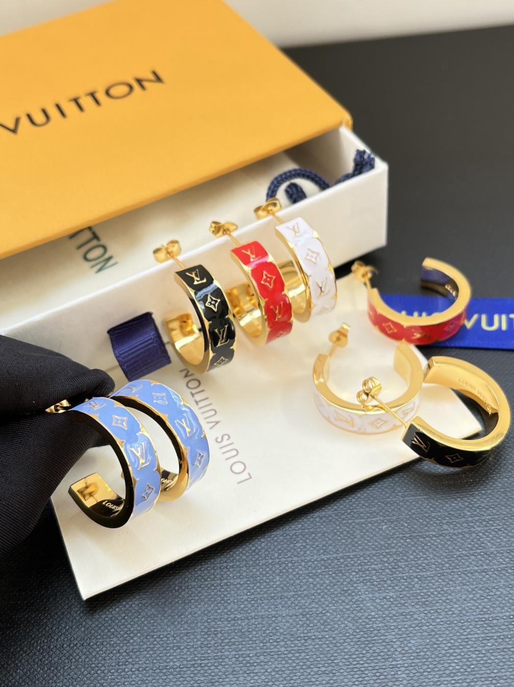 A1057 LV Nanogram enamel Hoop earrings