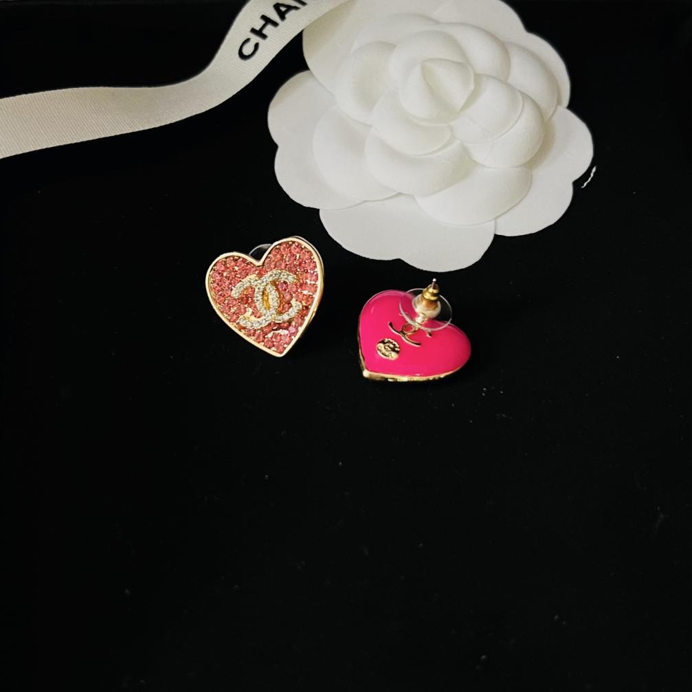Chanel pink heart earrings 116115