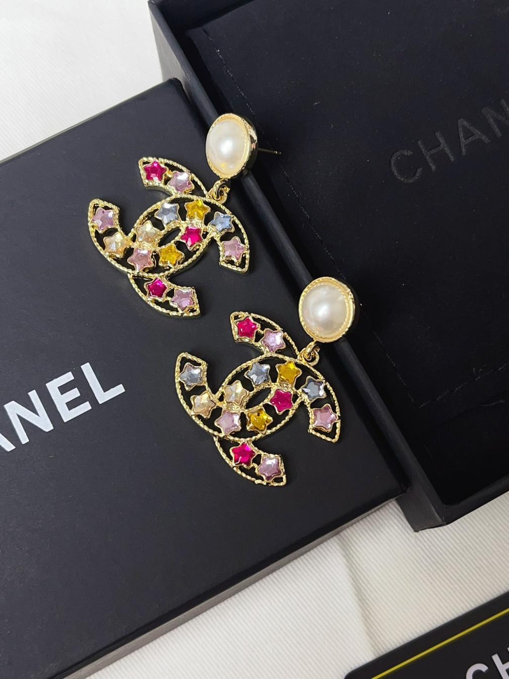 A1106 Chanel colorful crystal earrings