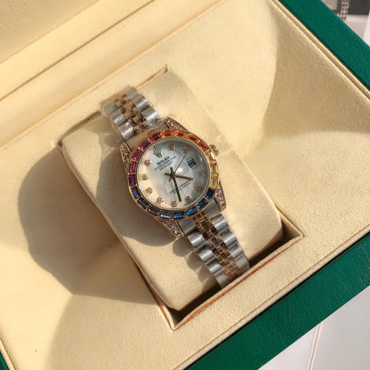 Rolex date rainbow crystal quartz watch 116308