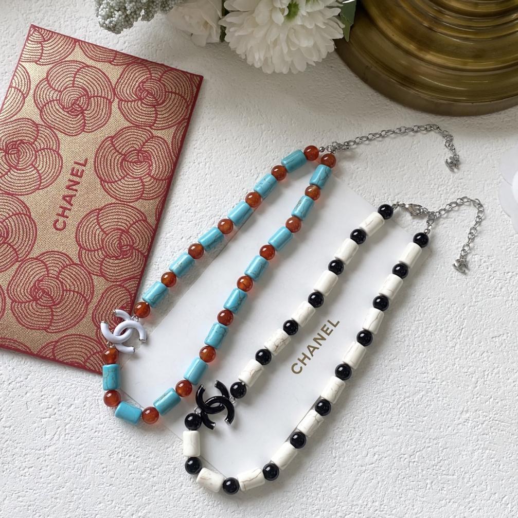 B027 Chanel CC turquoise choker necklace