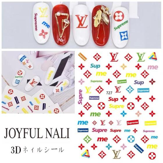 3D LV supreme Nail sticker 727
