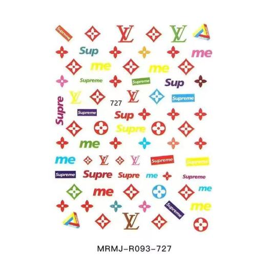 3D LV supreme Nail sticker 727
